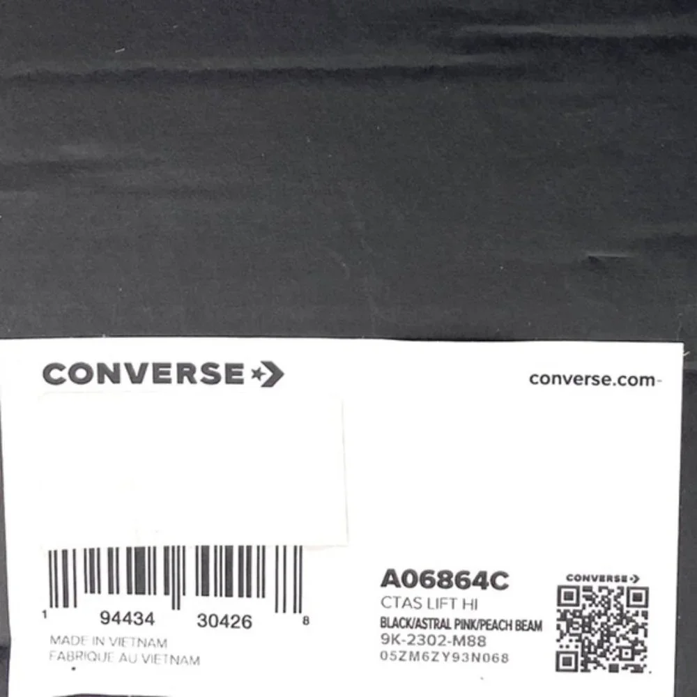 Converse Lift Platform Leather Canvas High Casual Women Shoes Black Pink A06864C